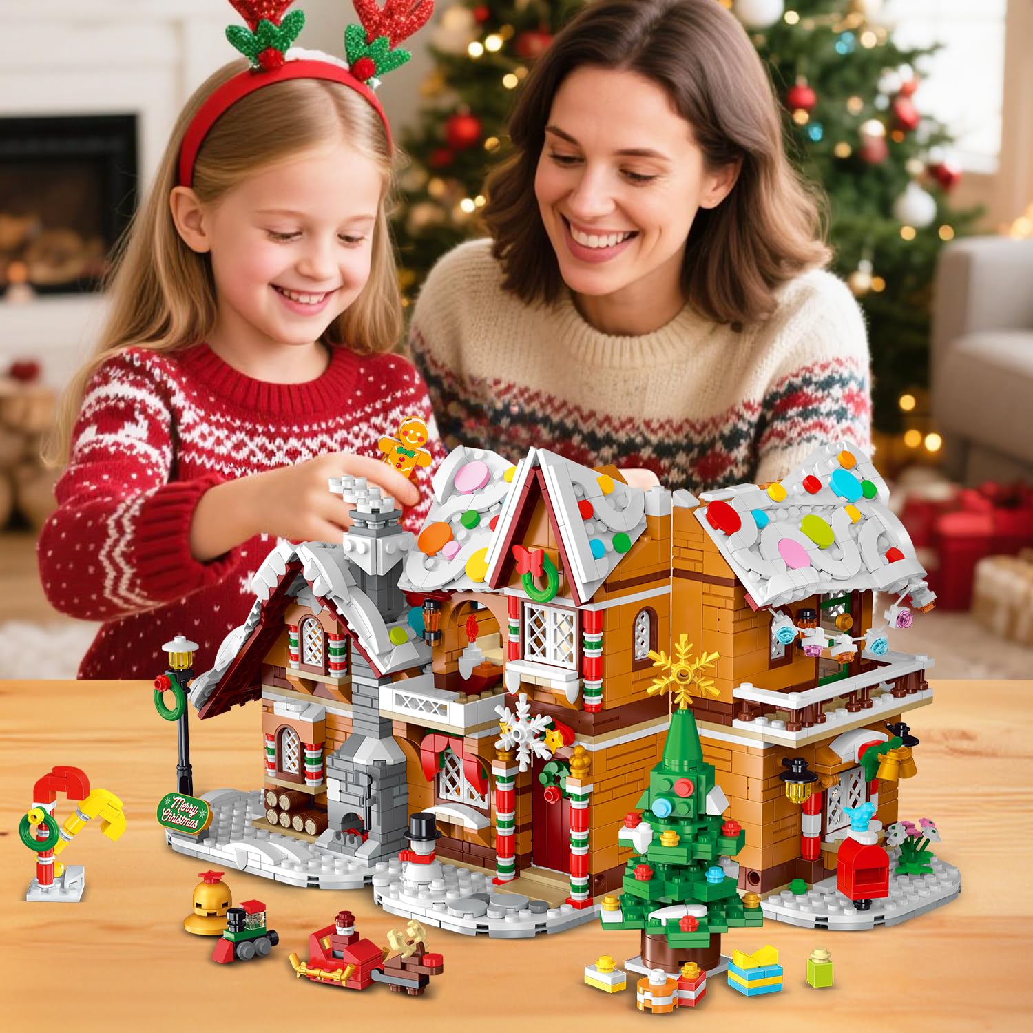 HOGOKIDS lighted Christmas house with warm glow for display