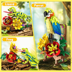 HOGOKIDS lizard with extendable tail amid tropical greens for shelf art