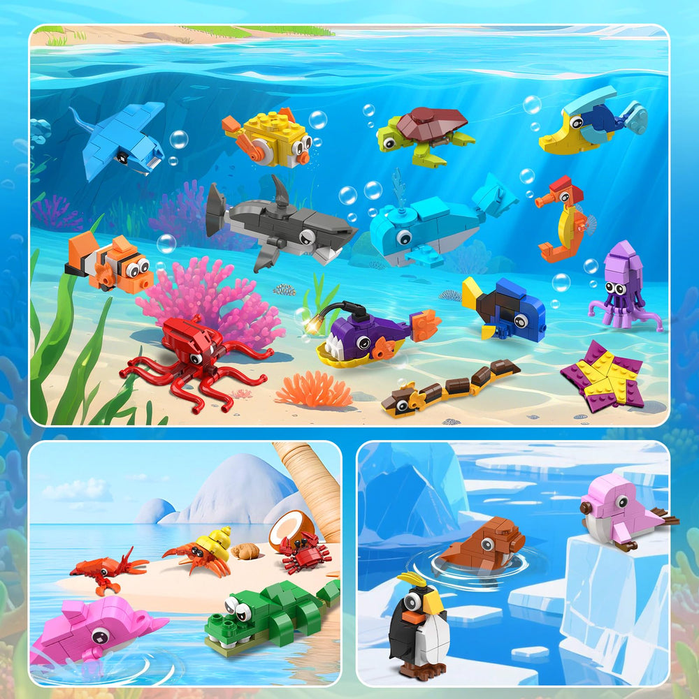 HOGOKIDS marine animal seahorse-building-block: compact, gift-ready learning fun.