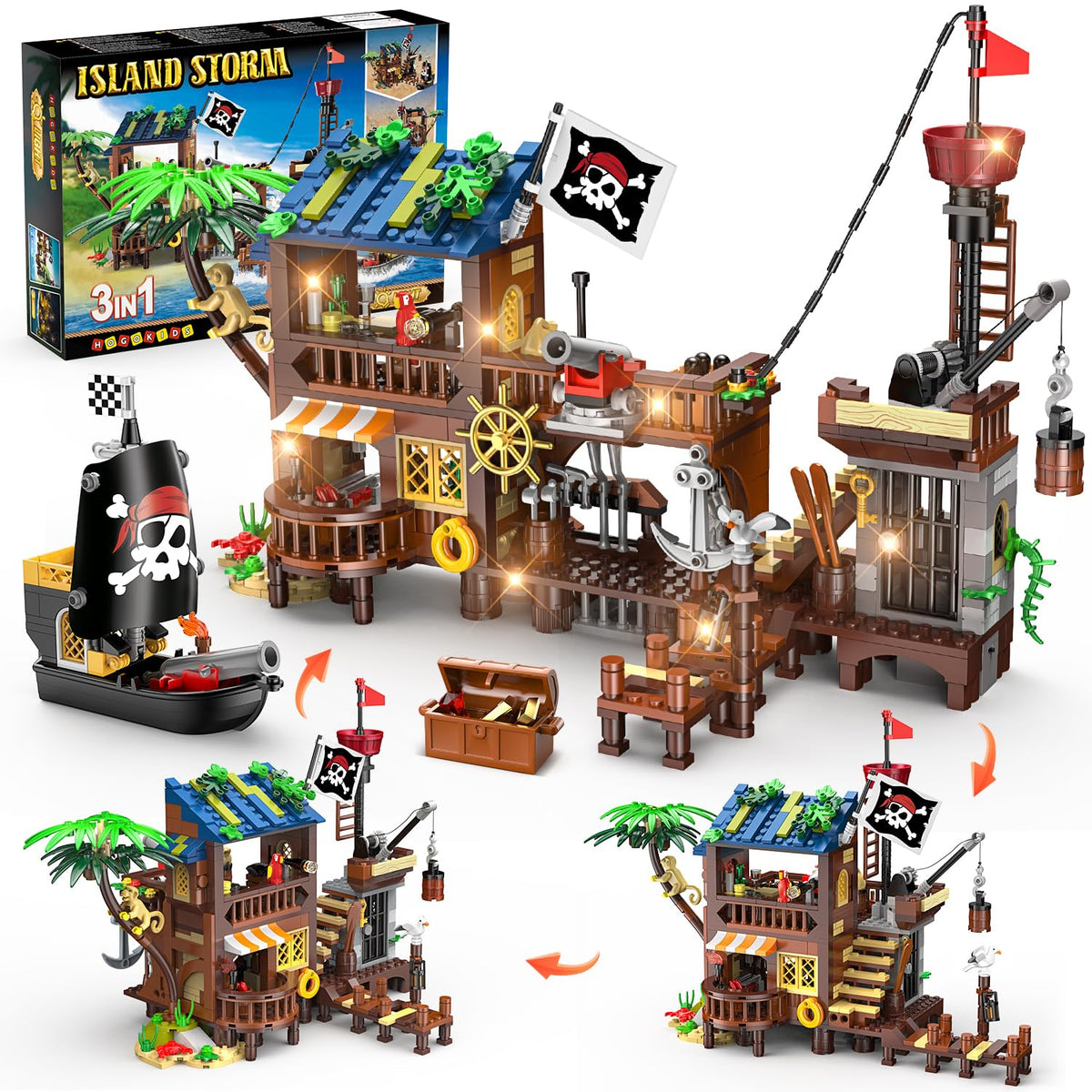 HOGOKIDS pirate ship house bricks enable imaginative play and storytelling