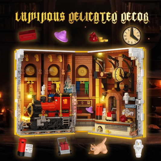 HOGOKIDS red steam train on platform creates a nostalgic focal point.