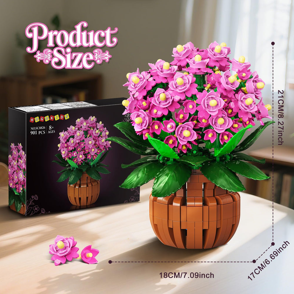HOGOKIDS Rose Kalanchoe bonsai mini garden as a compact centerpiece