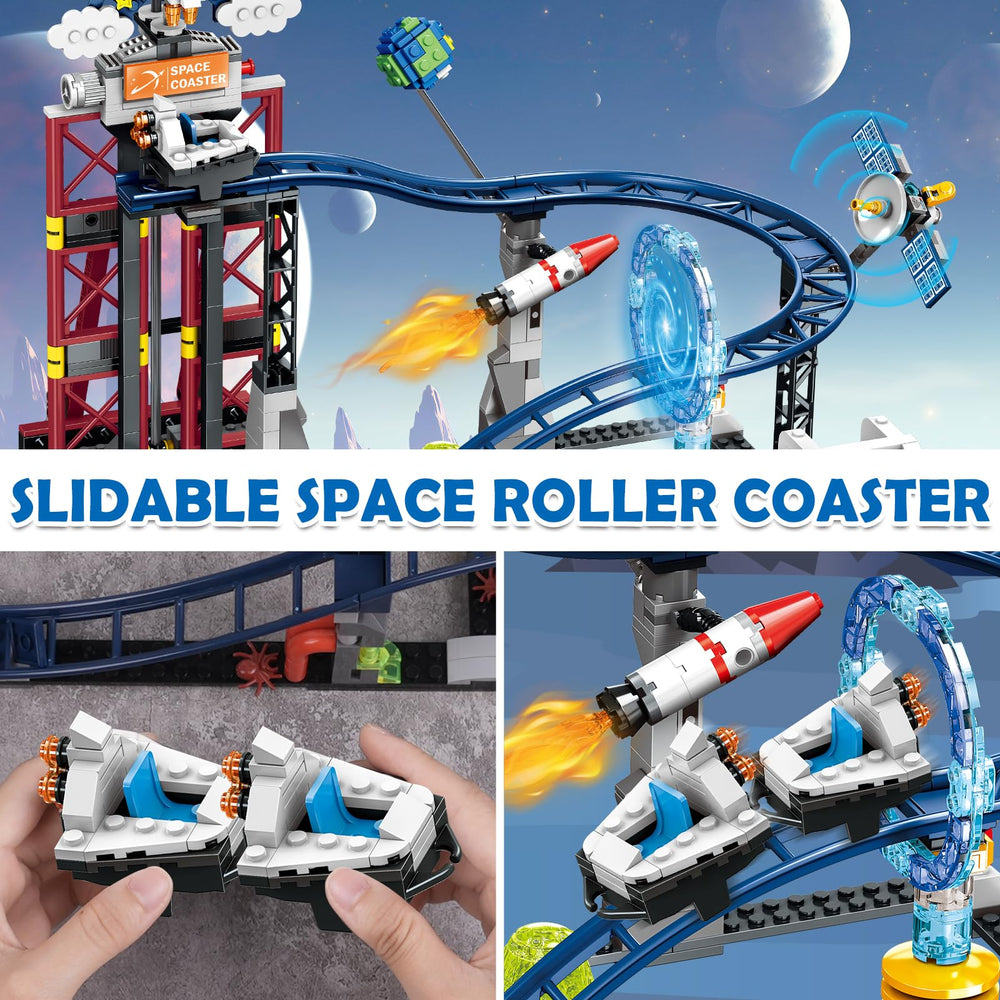 HOGOKIDS Space Roller Coaster rocket build encourages creative design and problem solving.