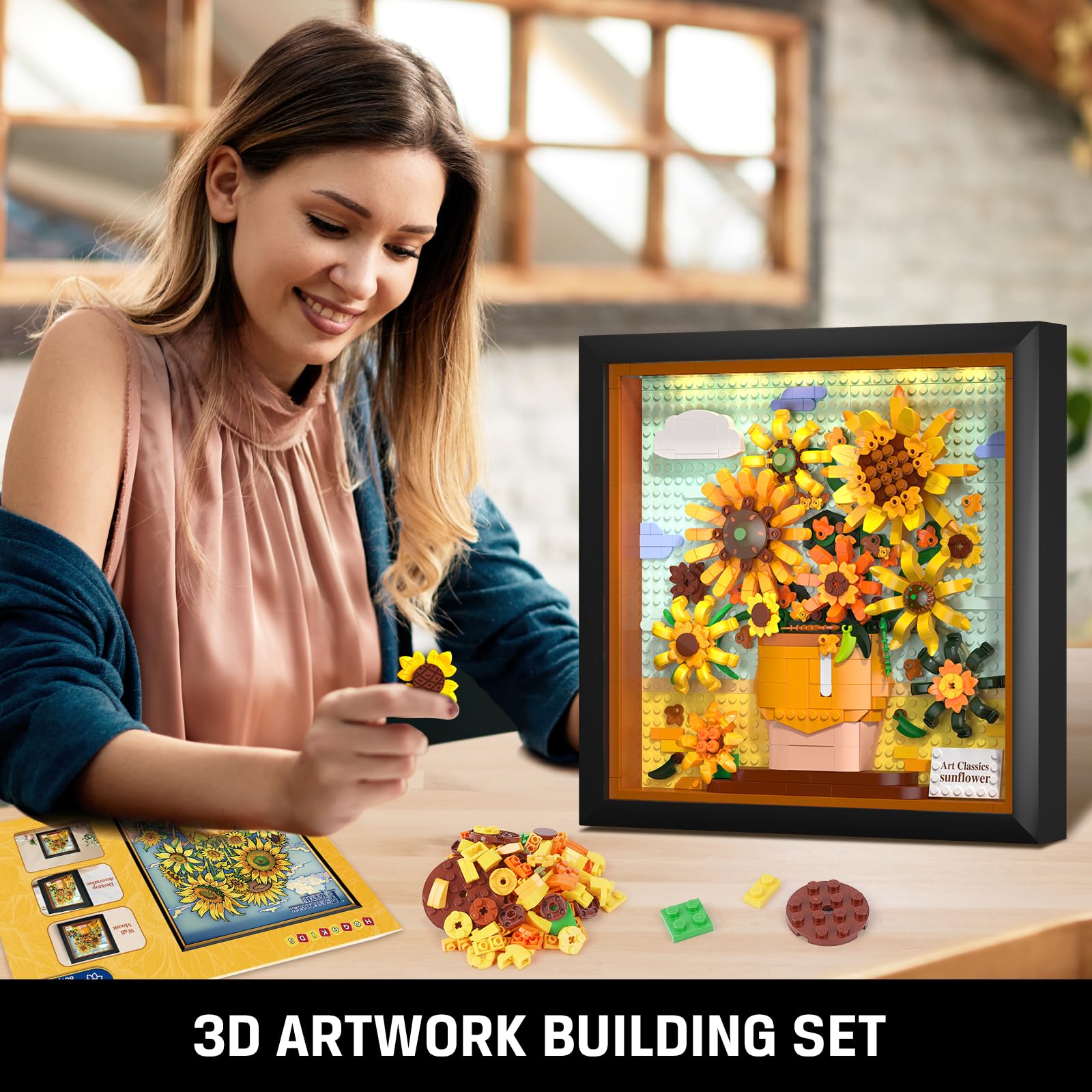 HOGOKIDS 807-piece kit showcases intricate floral details in a compact frame