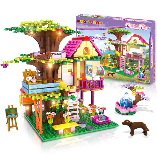 HOGOKIDS Tree House with LED light provides a magical glow for imaginative play