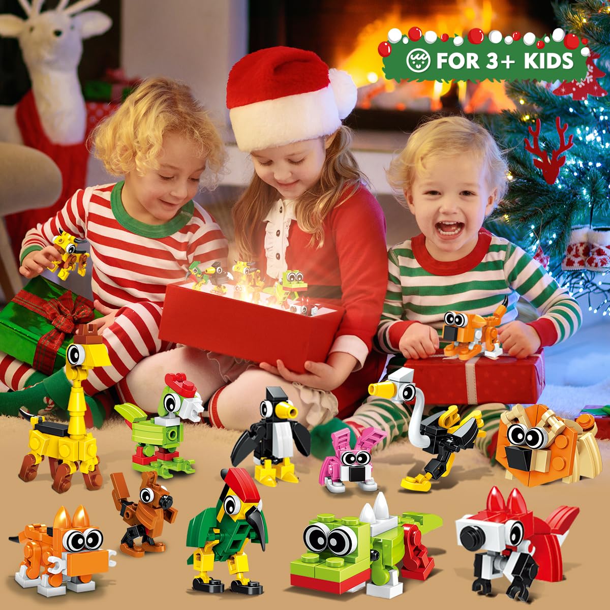 HOGOKIDS Valentines animals building pack 02 — 25 bricks per pack for creative construction
