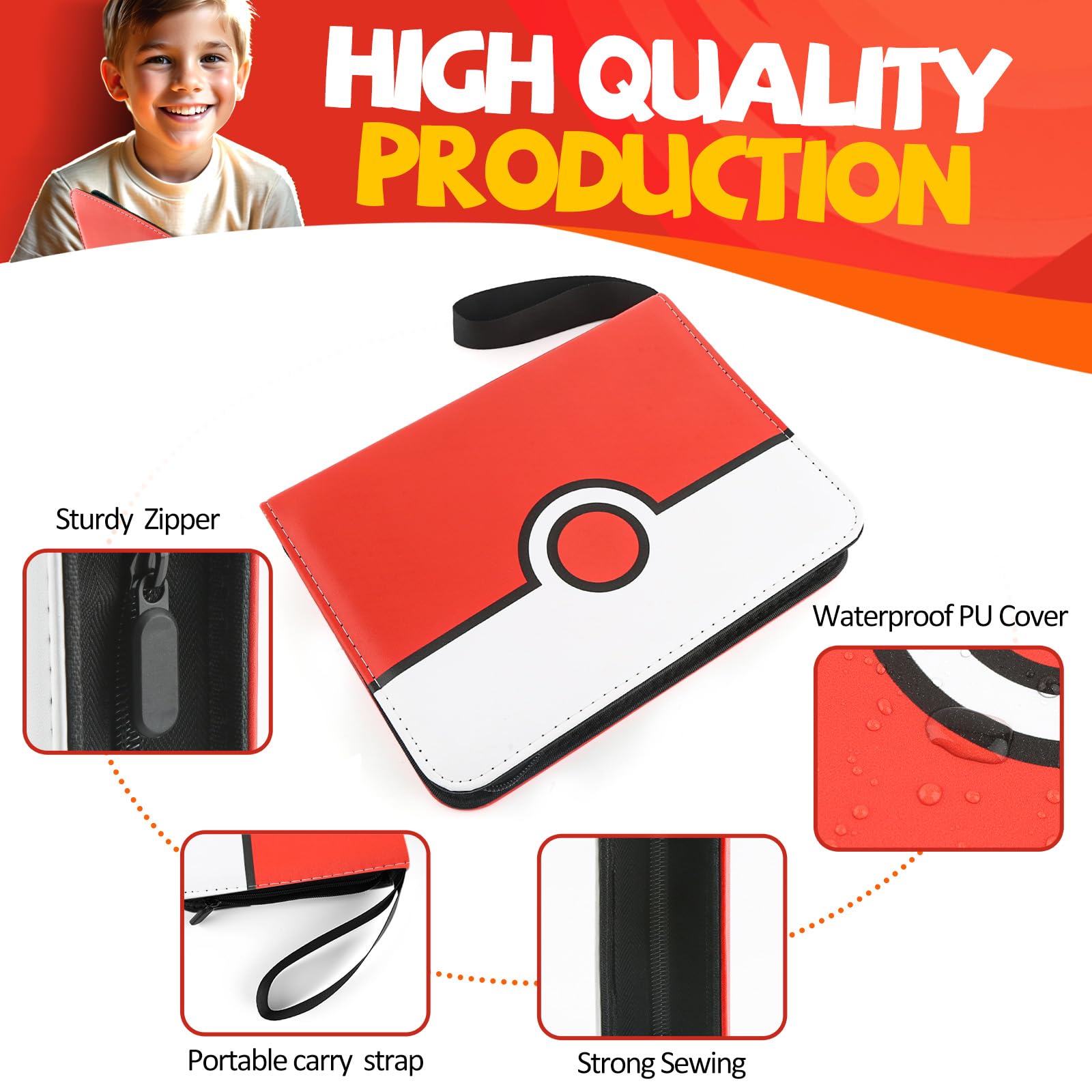 HOHOM 3-ring zipper binder secures your collection and adapts to expanding sets.