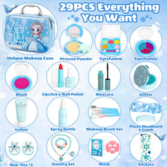 Hohosunlar Frozen makeup bag closed for portable storage during travel.