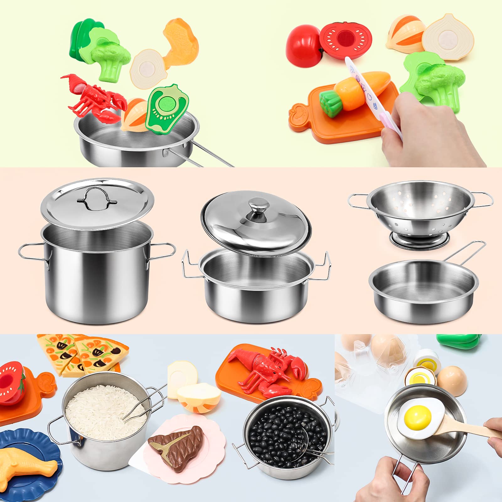 Hohosunlar kids in a kitchen play scene with imaginative meal setup