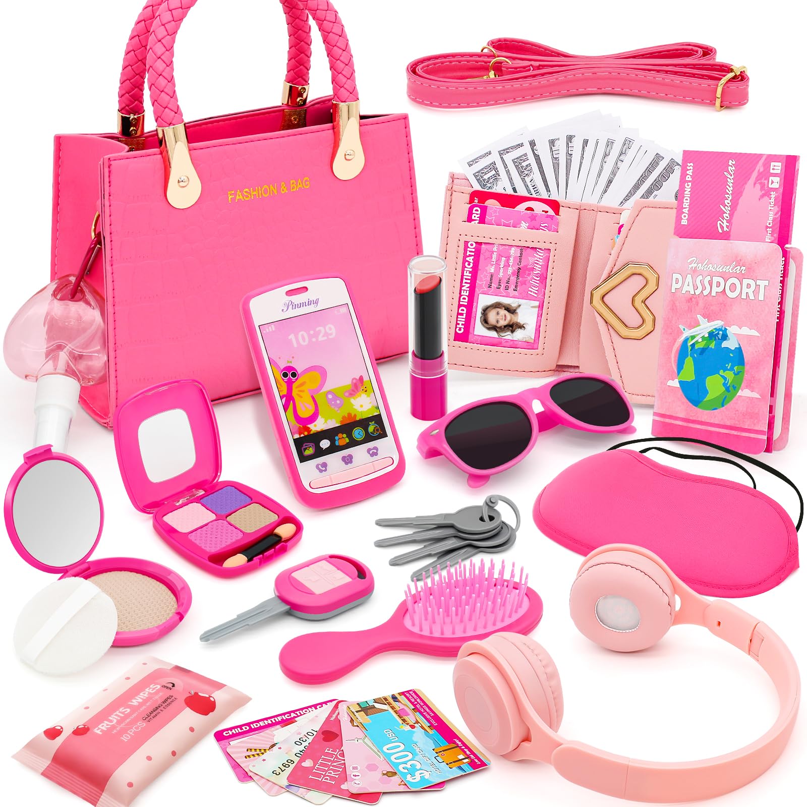 Hohosunlar little girl purse with soft leather for imaginative play