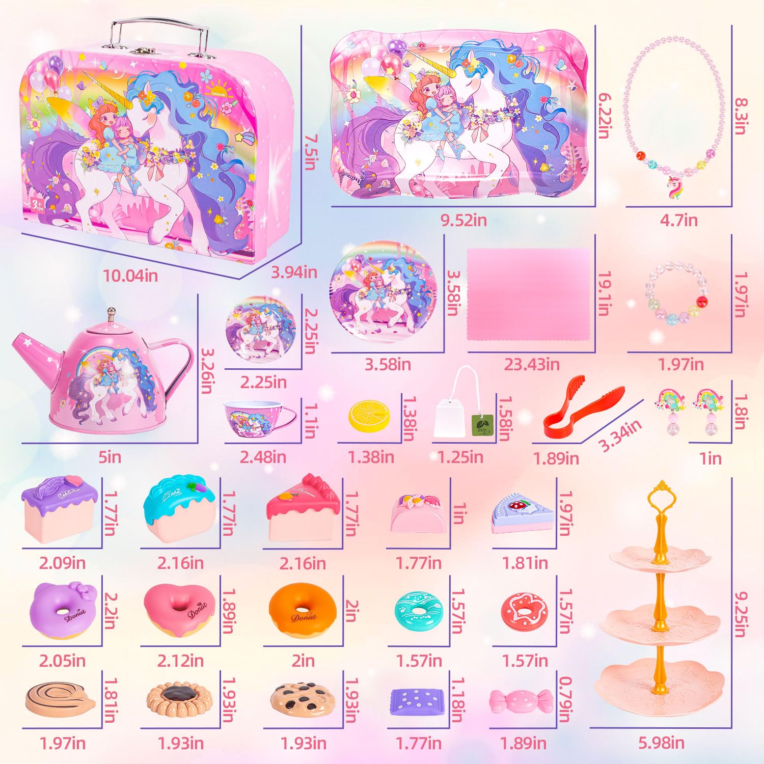 Hohosunlar Unicorn Tea Party Set dessert-tower adds colorful party display.
