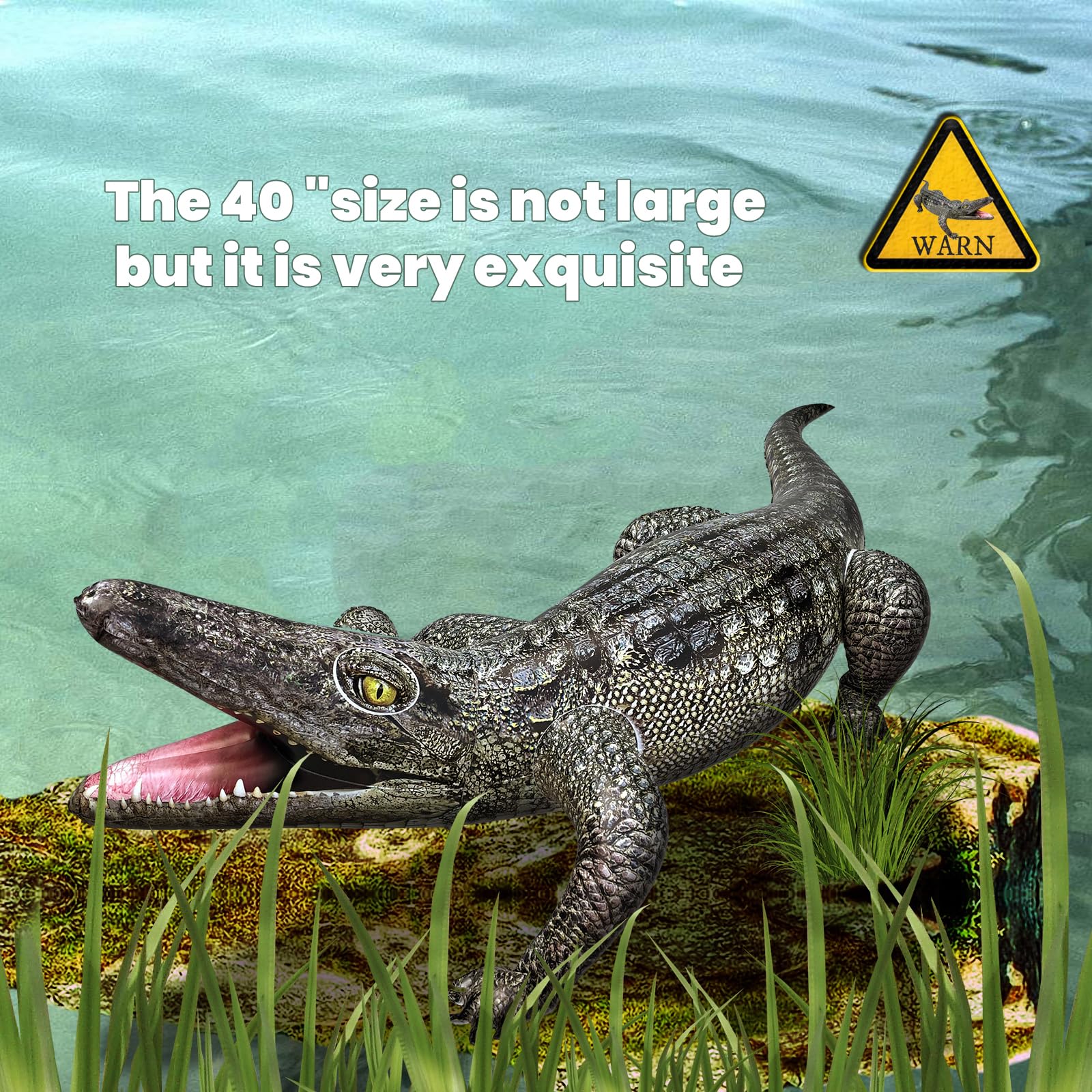 HOHQB 40in alligator floats on lake for playful decor.