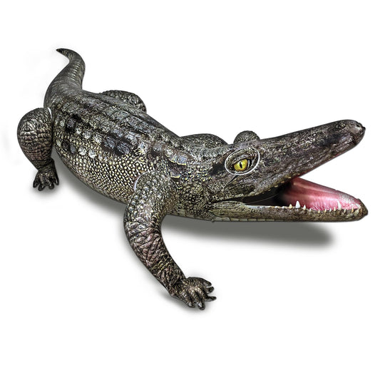 HOHQB 40in inflatable alligator floats in pool for dramatic party decor.