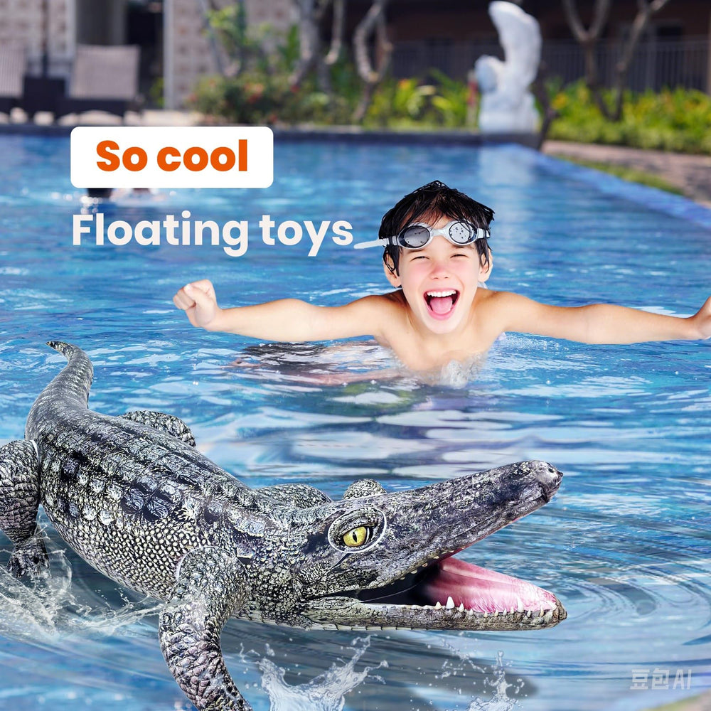 HOHQB realistic gator inflatable works as yard or pool decor prop.
