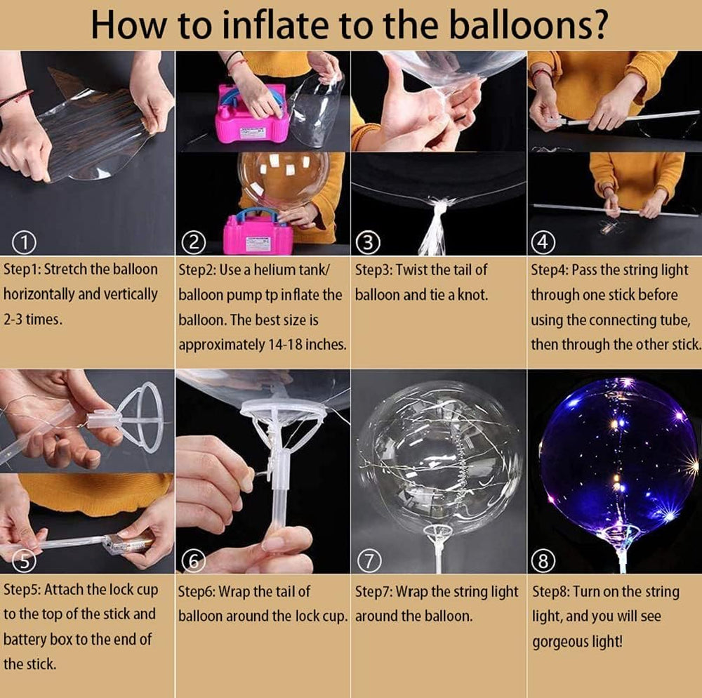 Hokoad LED light strings wrapped around a balloon for illumination