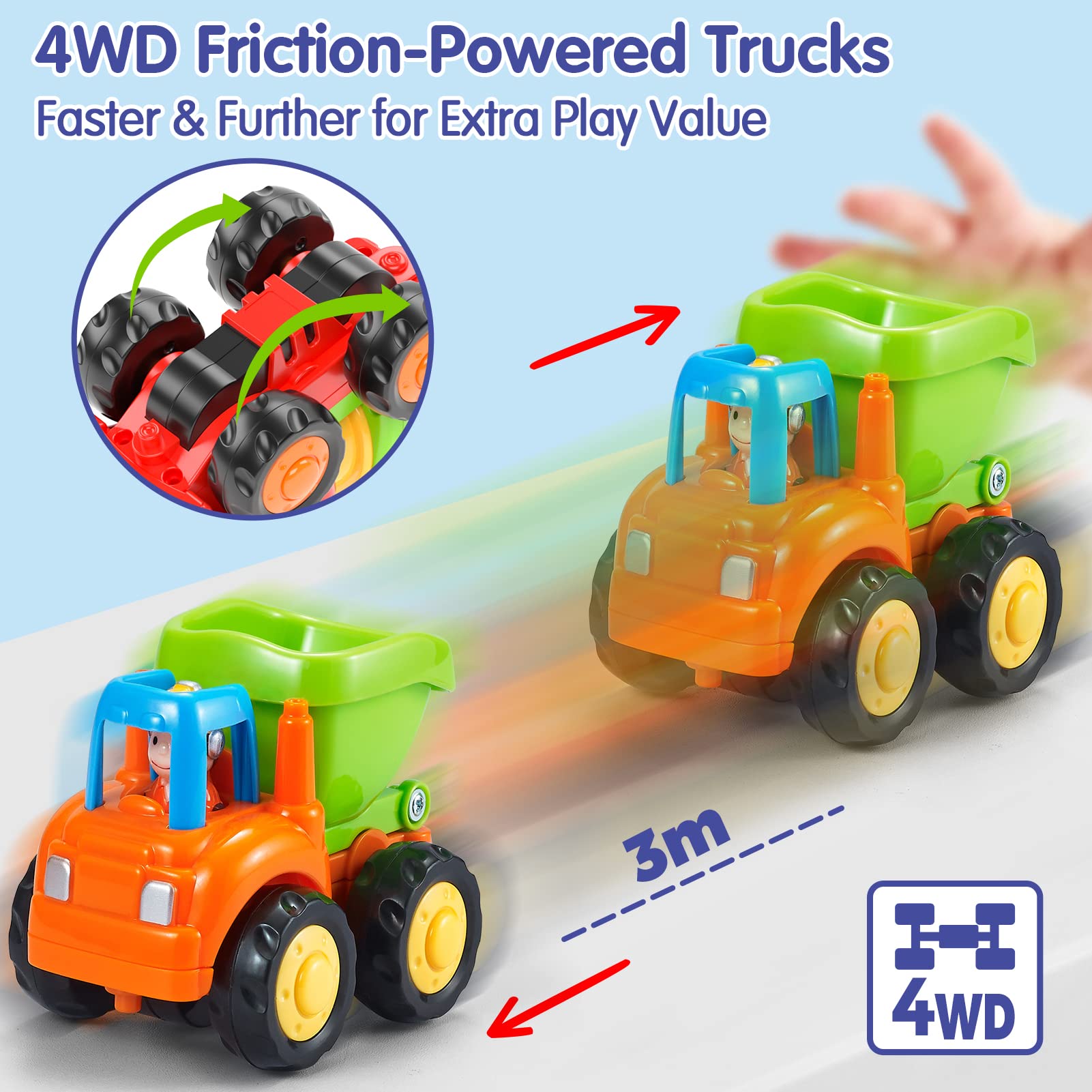 HOLA tractor toy with movable parts and bright colors.