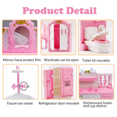 HOLABONITA bathroom accessories with opening toilet lid for realistic play scenes.