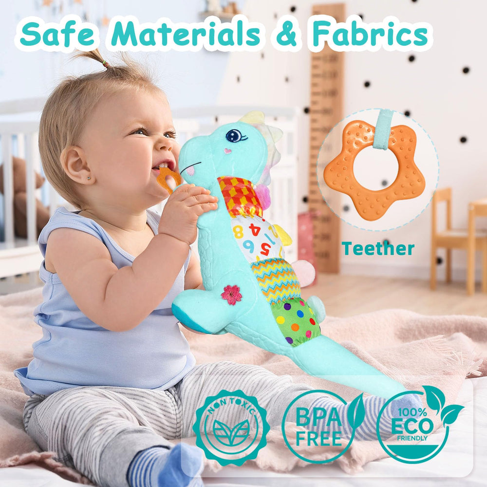 Holaxander baby dino plush back crinkle-paper adds engaging tactile and sound experiences.