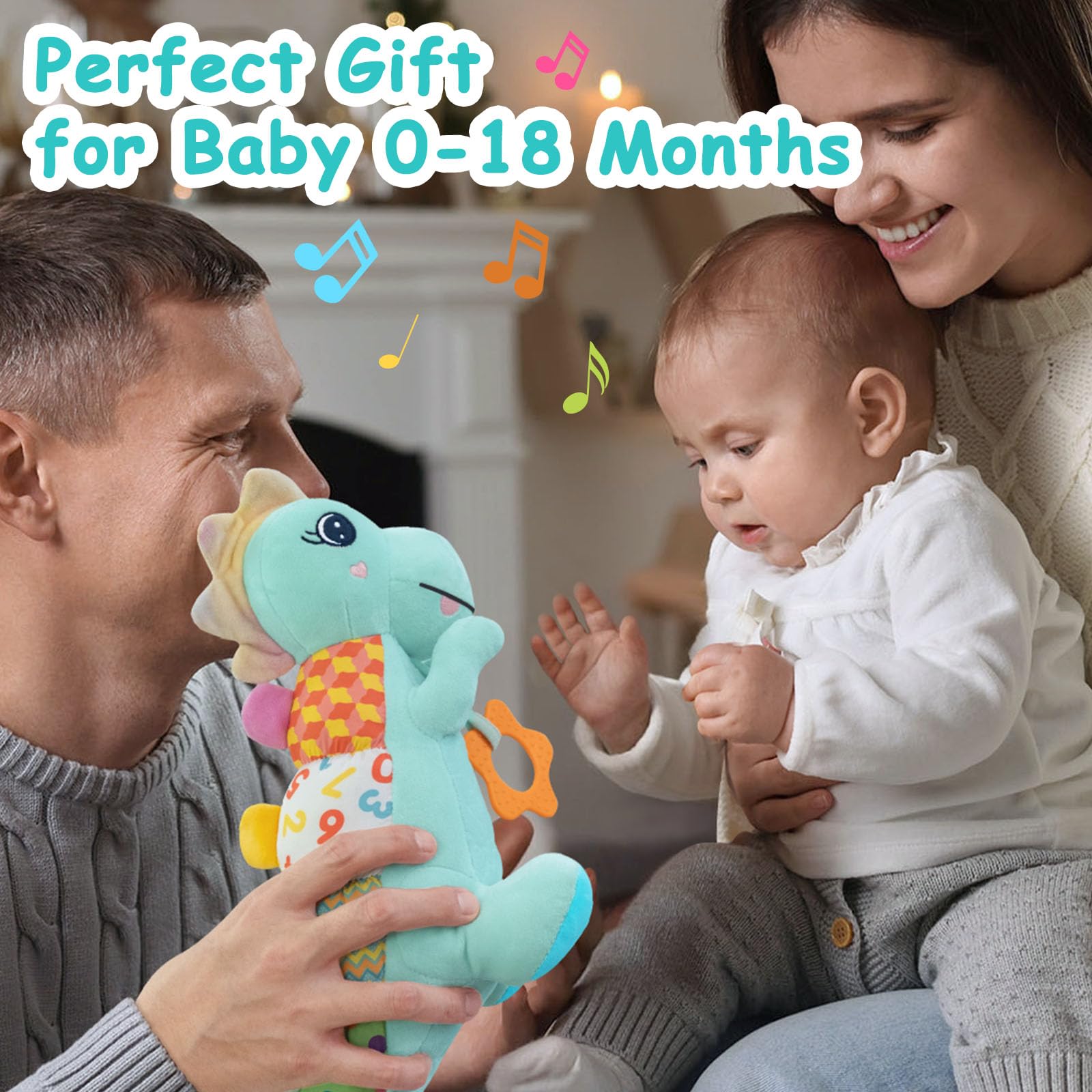 Holaxander baby dino plush full blue theme shows soft plush design for newborns.