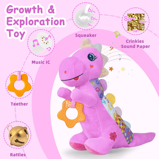 Holaxander Baby Dino plush neck teether for soothing teething moments.