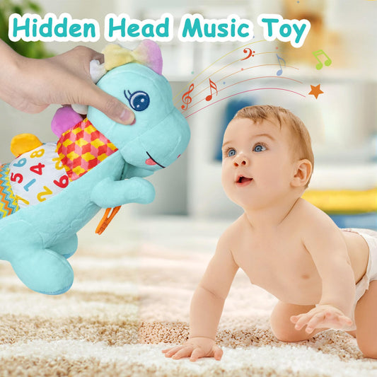 Holaxander baby dino plush neck teether provides safe teething relief on the go.