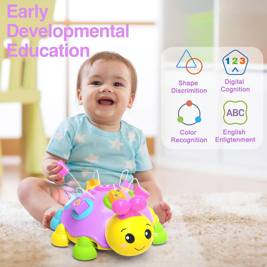 Holaxander ladybug crawling button toy encourages movement and exploration