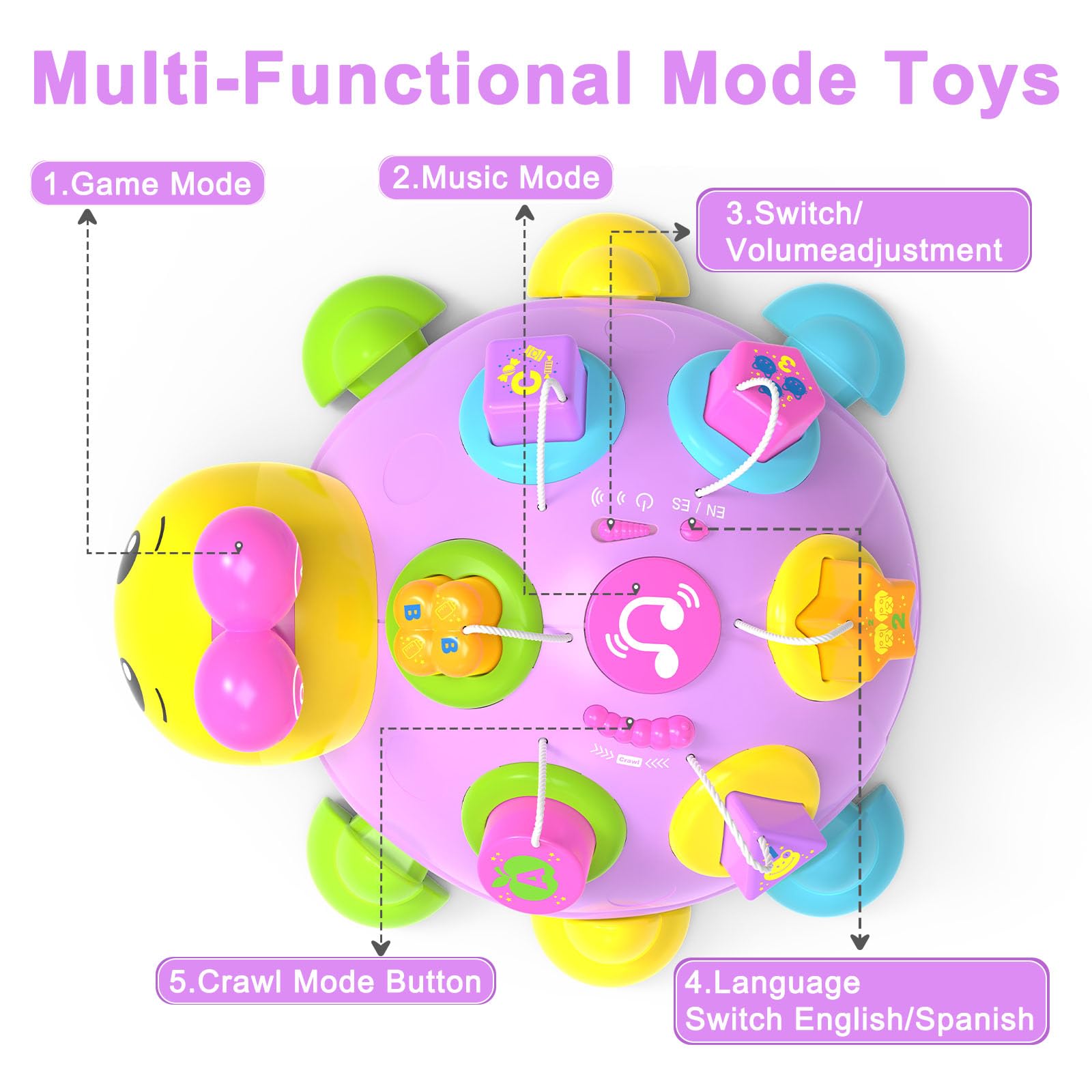 Holaxander ladybug light-up buttons and songs support visual tracking and focus