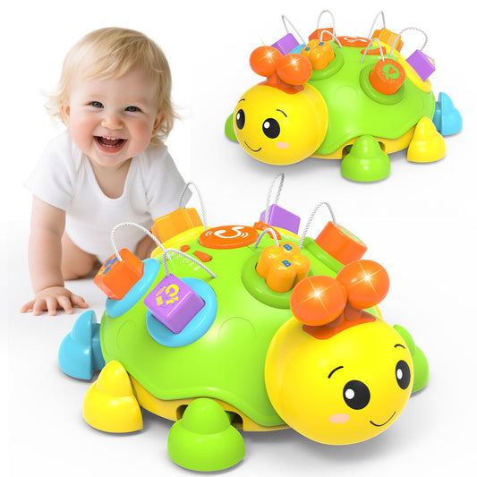 Holaxander Musical Ladybug toy front view with lights and songs to support early attention.