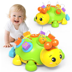 Holaxander Musical Ladybug toy front view with lights and songs to support early attention.