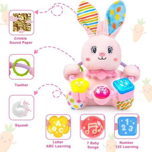 Holaxander rabbit crinkle ears encourage tactile exploration during play.