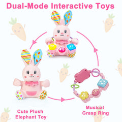 Holaxander baby rabbit plush is soft for tummy time and cuddling.