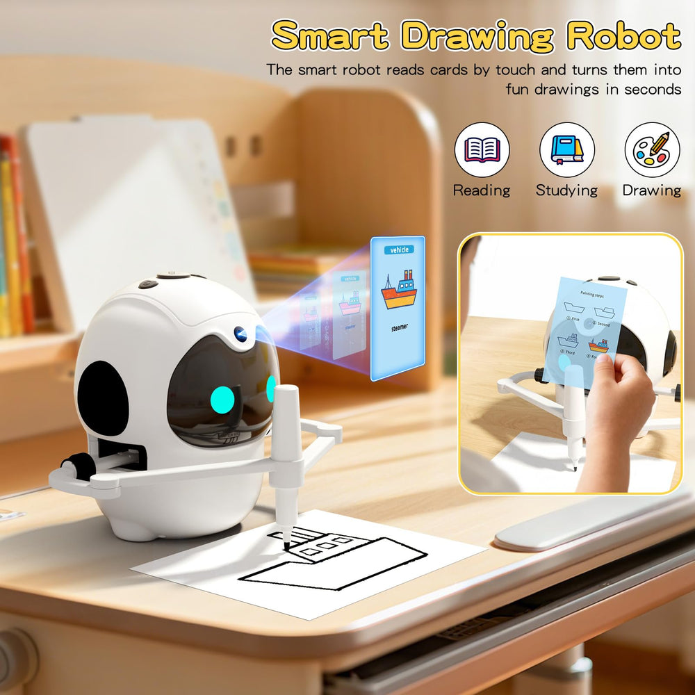 HOLIBIBE drawing robot markers 12-pack encourages color recognition and expressive drawing.