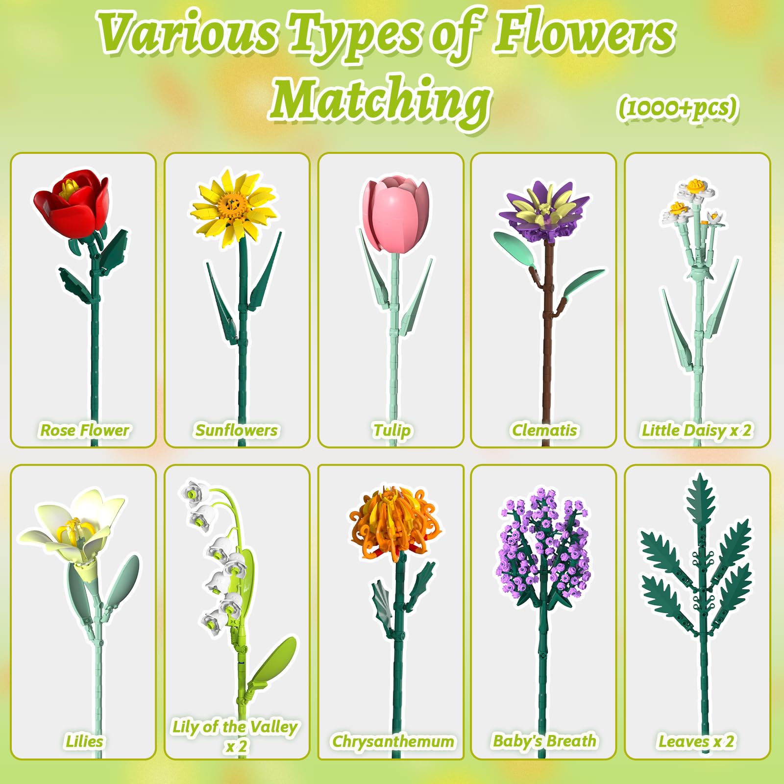Holiky adjustable stems enabling personalized bouquet design