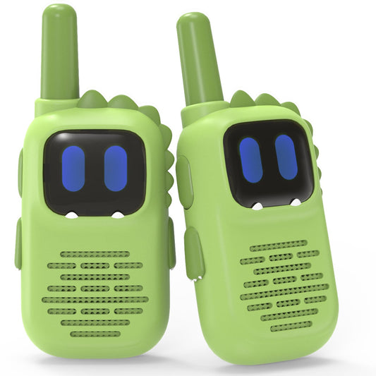 Holiky green walkie talkie with dinosaur silicone sleeve for durable kids' play