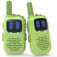 Holiky green walkie talkie with dinosaur silicone sleeve for durable kids' play
