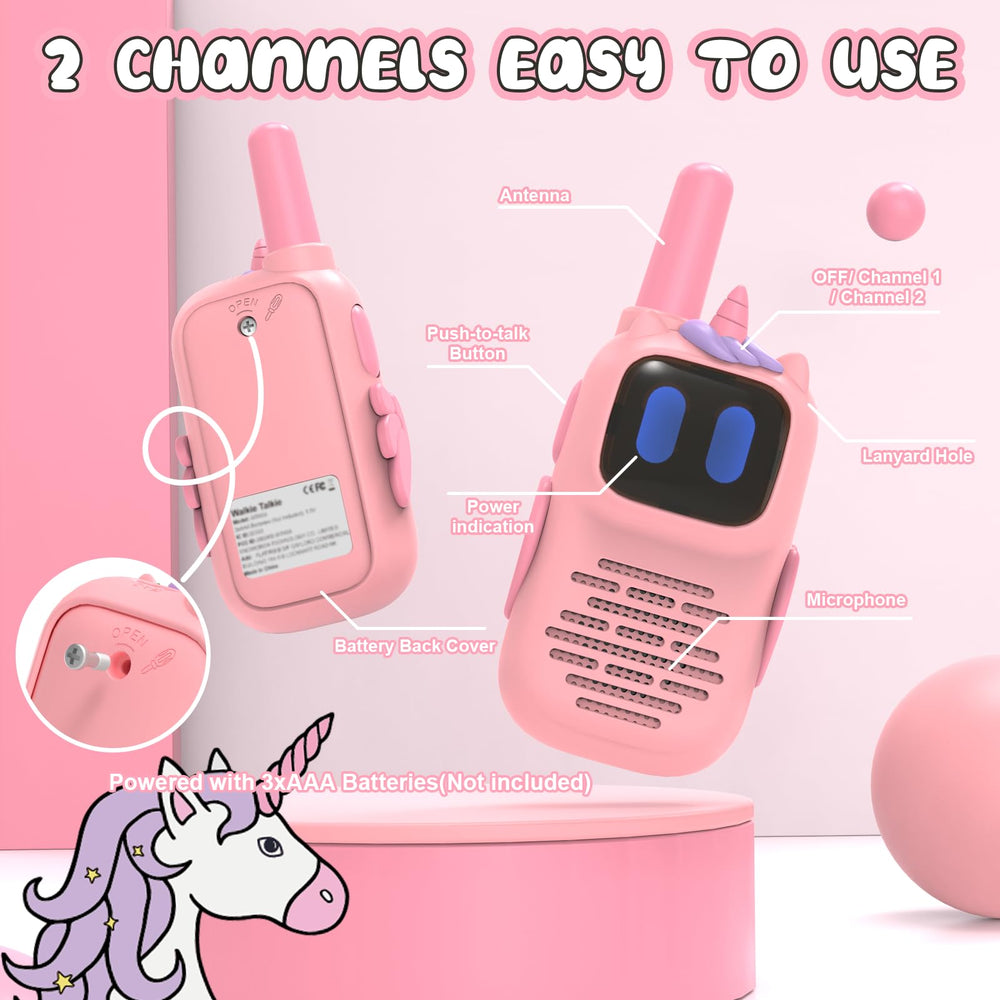 Holiky pink walkie talkie ergonomic design fits small hands for secure grip.