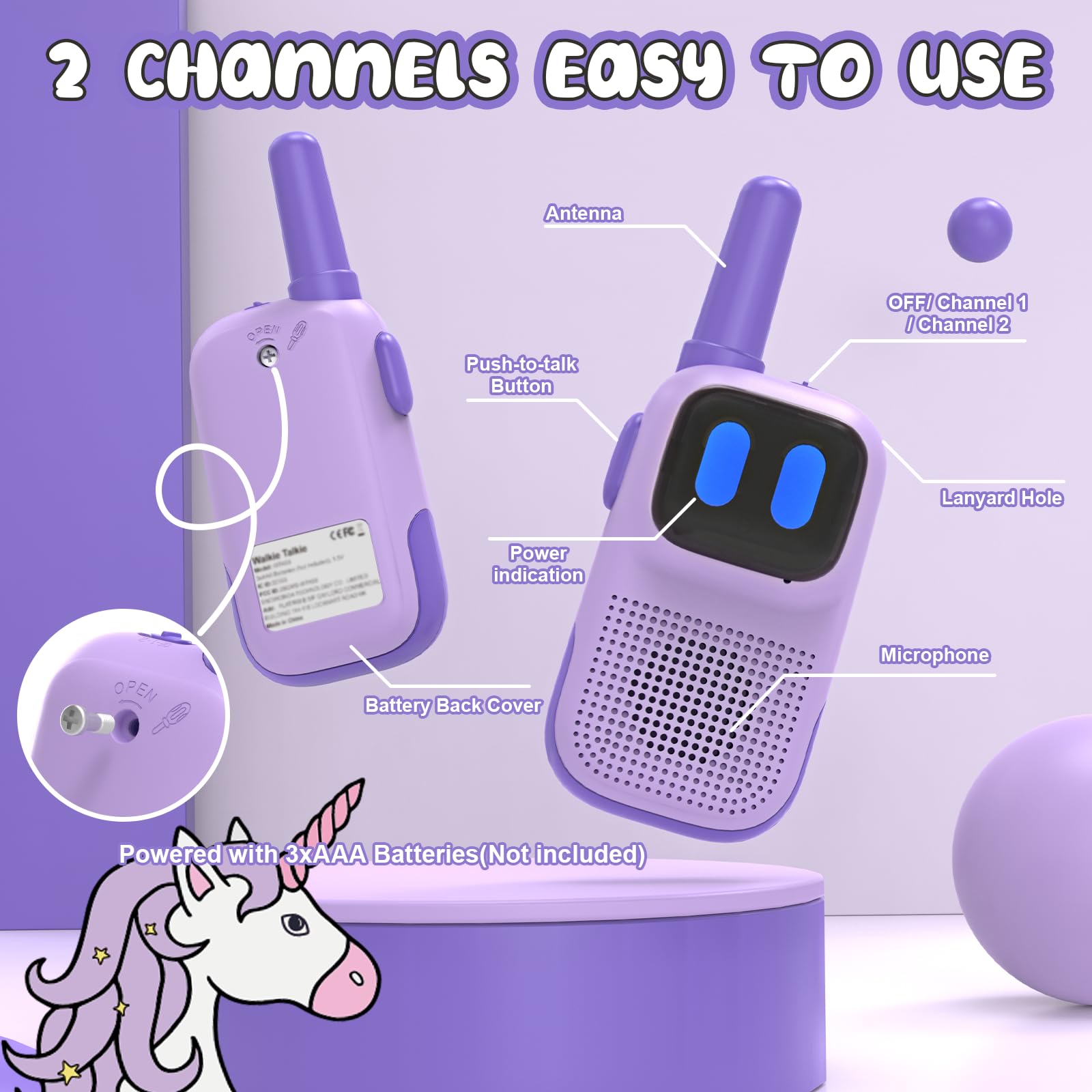 Holiky walkie talkies side view highlighting ergonomic design for kids