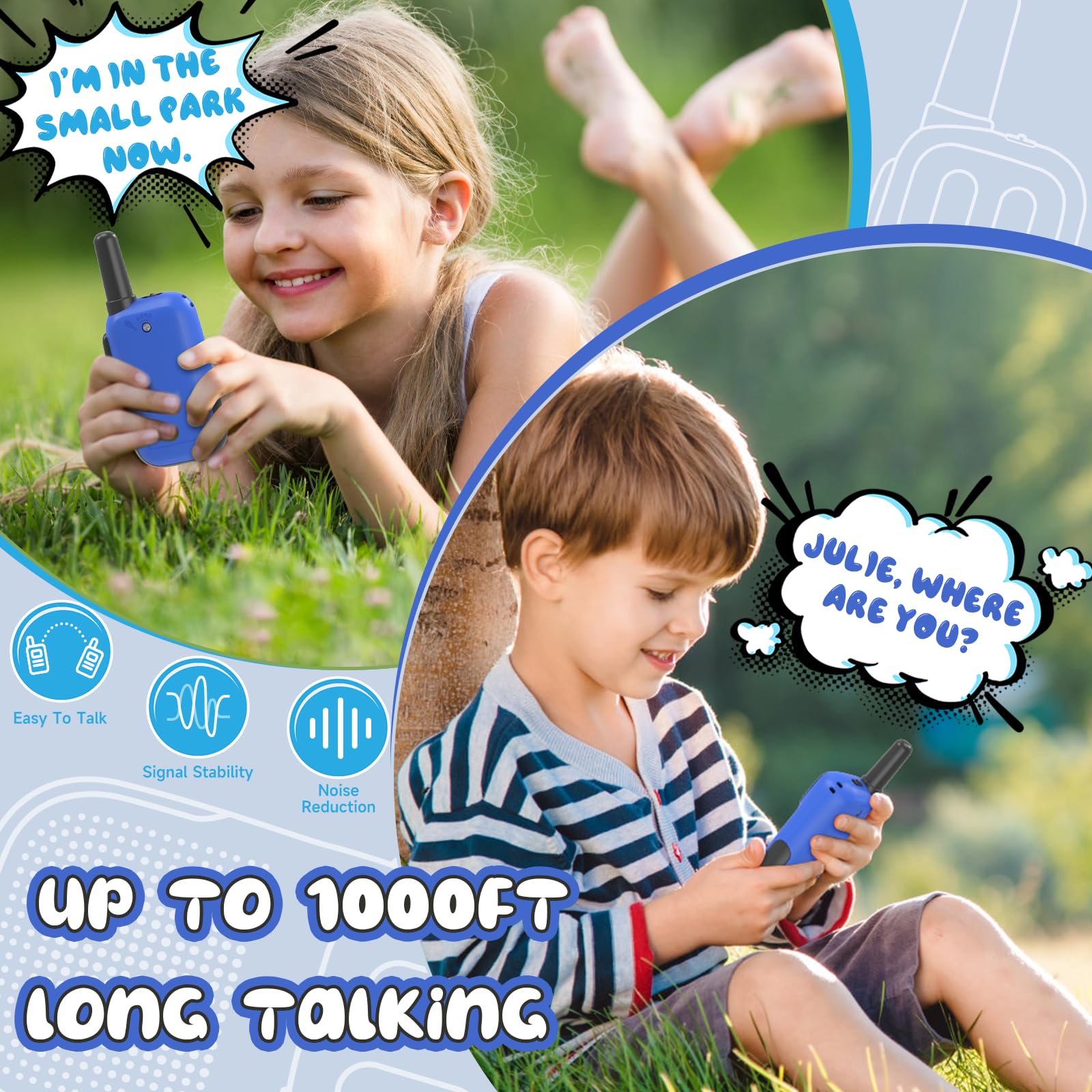Holiky walkie talkies showing durable ABS material for rough play
