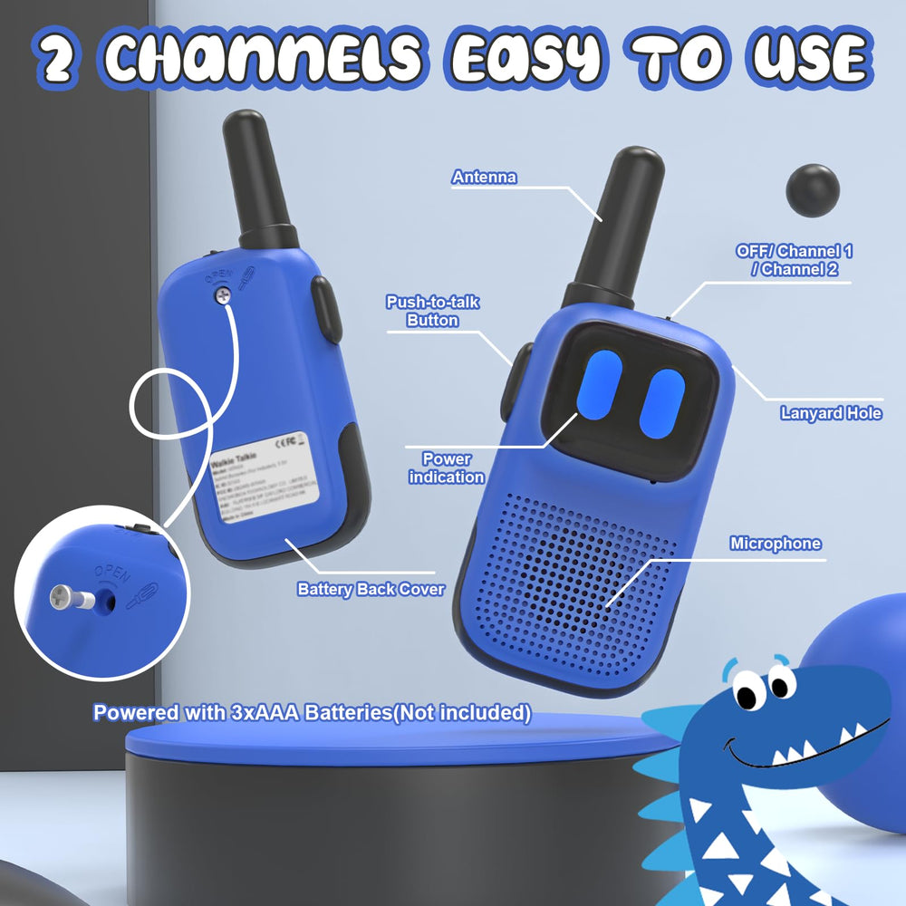 Holiky walkie talkies side view showing compact palm-sized design for small hands