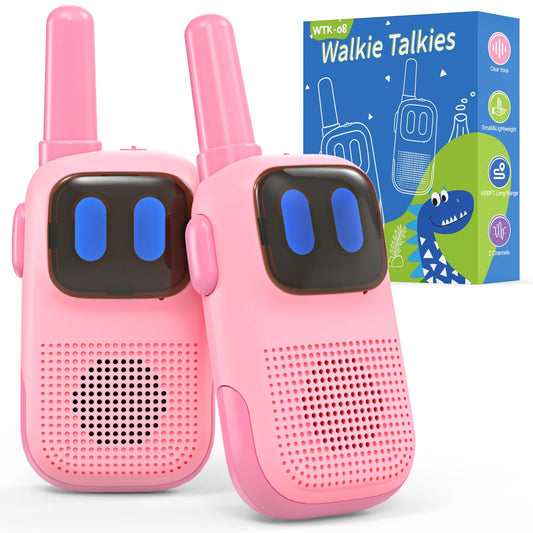 Holiky WTK08 pink walkie talkie front view for easy grip and outdoor play