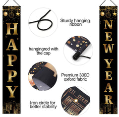 Holiwoer Happy New Year banner 2026 indoors on wall decor for festive home ambiance
