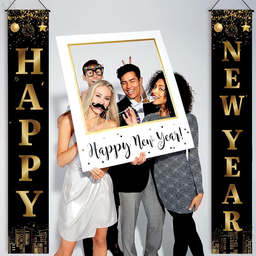 Holiwoer New Year banner 2026 reusable for indoor and outdoor parties