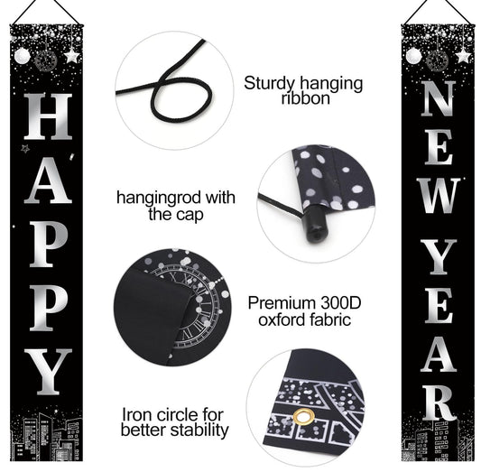 Holiwoer NY banner on door highlights bold black and gold styling.