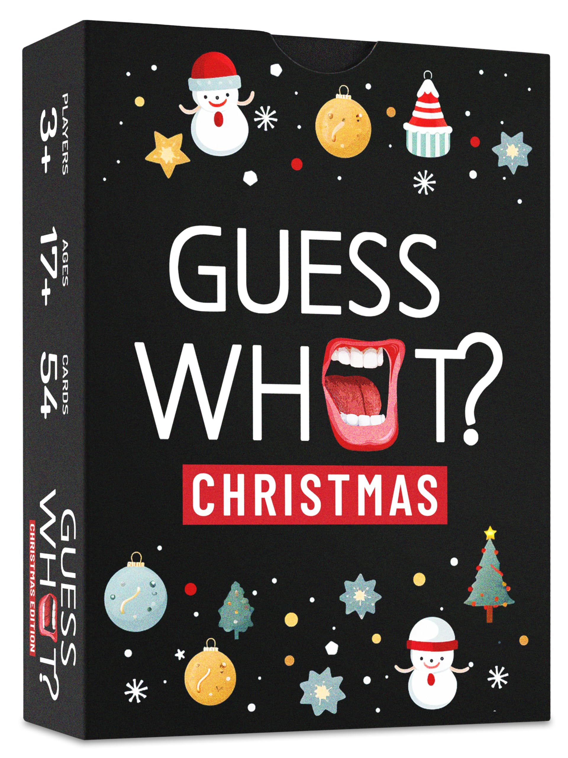 Hollew Guess What box front—compact stocking filler for festive gatherings.