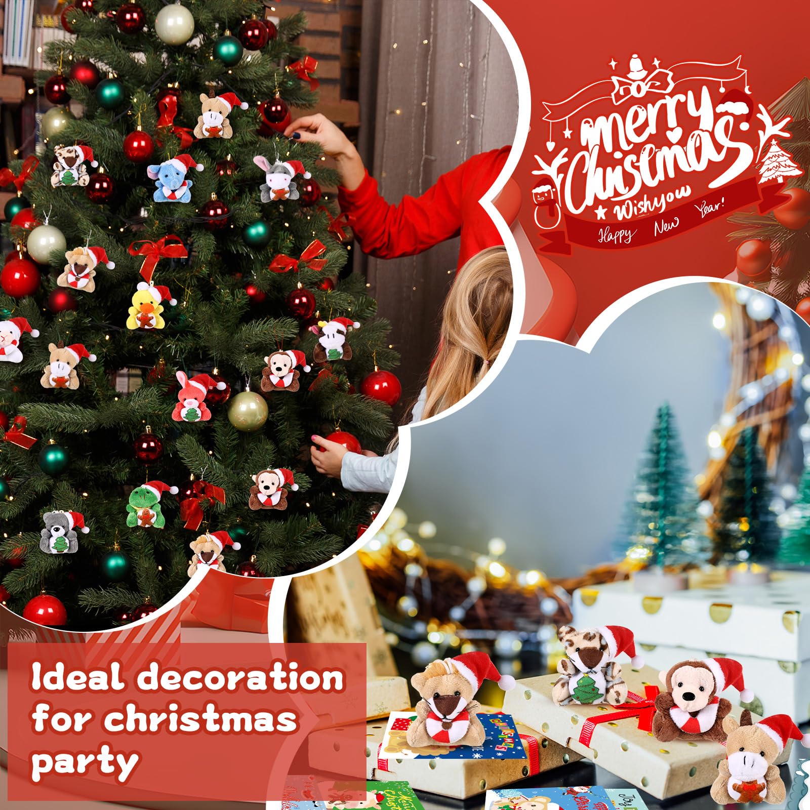 Hollowfly Christmas theme cards with plush dolls for greetings.