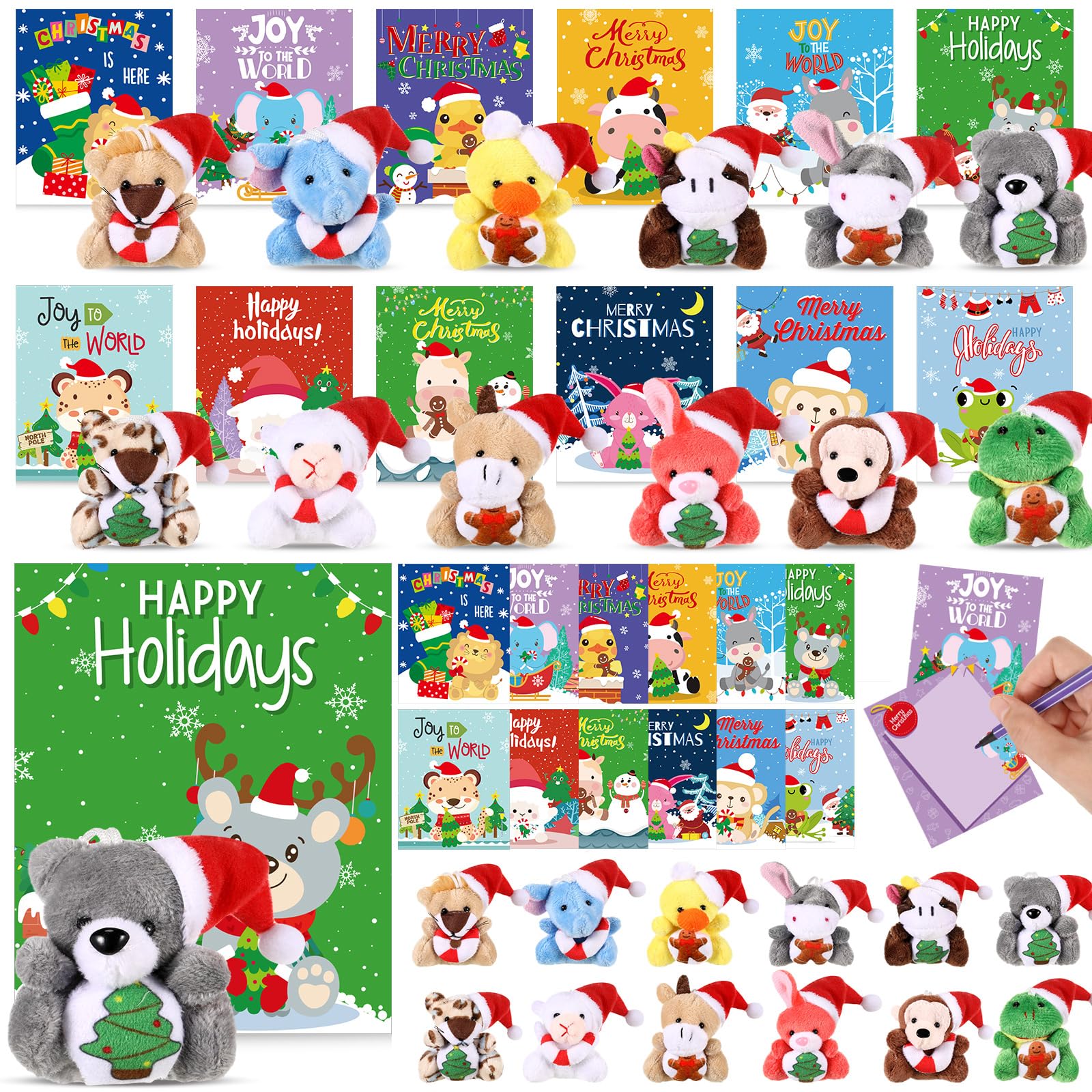 Hollowfly 24-set Christmas mini plush bulk for festive decor.