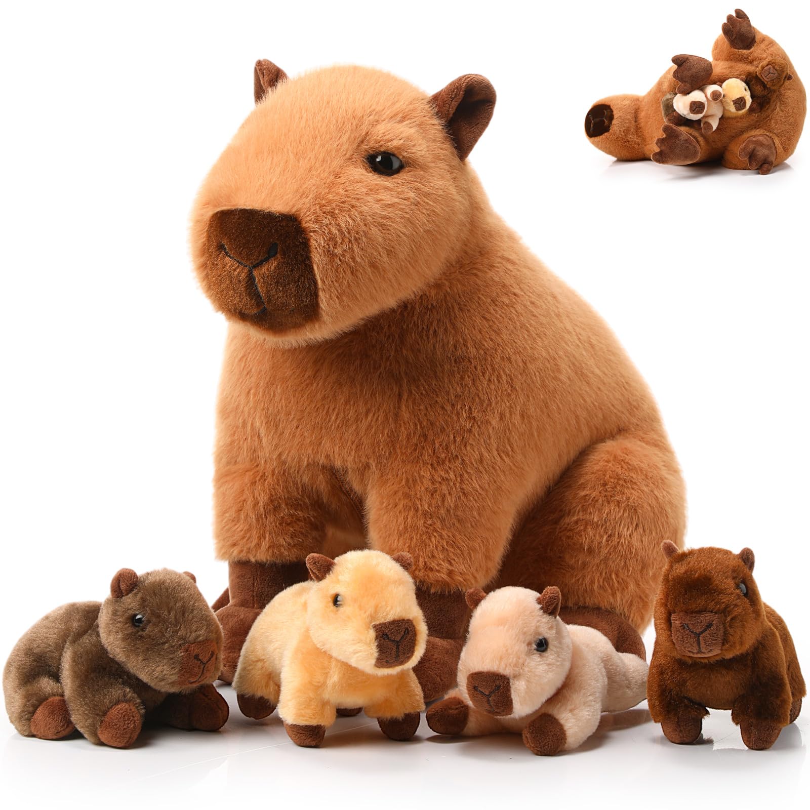 Hollowfly capybara mom plush in dark color for cozy cuddles