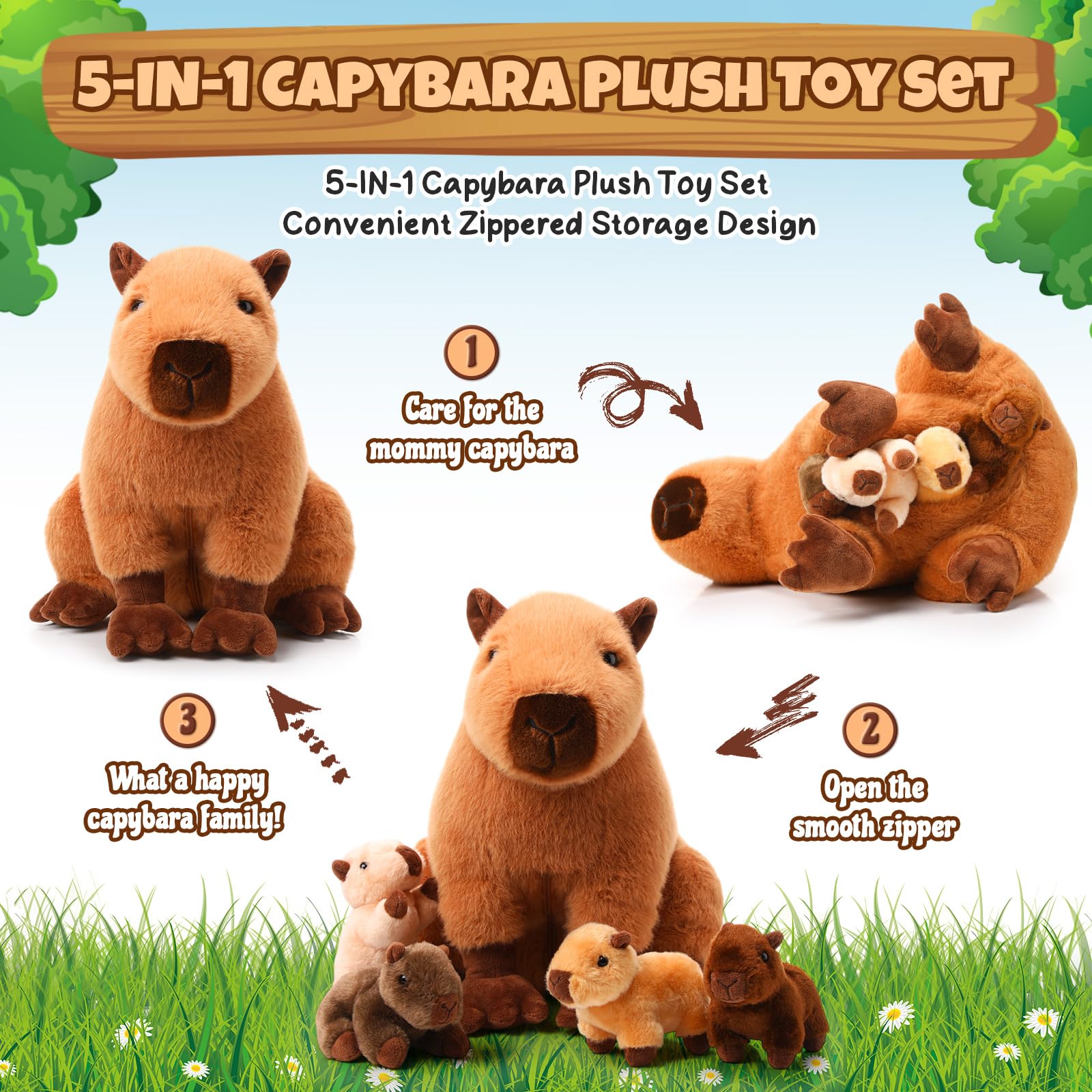 Hollowfly capybara plush set ready for gifting and celebrations