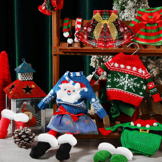 Hollowfly Christmas doll skirt patterns for cute holiday outfits and mix-and-match looks.