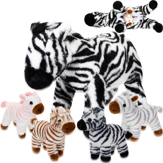 Hollowfly mommy zebra with four babies inside a zippered belly for easy storage